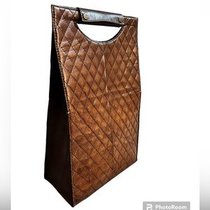 Unique Quilted Cognac Leather Handbag
